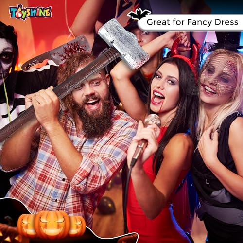 Image of Toyshine Simulated Plastic Bloody Long Handled Hammer Toy Fun Entertaining Fancy Dress /Theme Halloween Birthday Party Prop For Boys Girls
