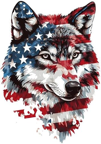 MAKTEM Patriotic Wolf Car Sticker, American Flag Grey Predator Vinyl Decal for Cars, Trucks, SUVs, USA Wildlife, Durable Outdoor, Bumper & Window Sticker for Animal Lovers Wolf