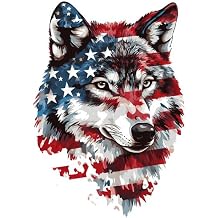 MAKTEM Patriotic Wolf Car Sticker, American Flag Grey Predator Vinyl Decal for Cars, Trucks, SUVs, USA Wildlife, Durable Outdoor, Bumper & Window Sticker for Animal Lovers Wolf