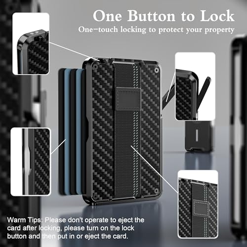 for Magsafe Wallet, Magnetic Phone Wallets, Front Pocket Wallets for Men, Slim Minimalist Wallet with Money Strap/Grip, Pop Up Case|Phone Stand|Rfid Blocking|Card Holder(Carbon Fiber)4