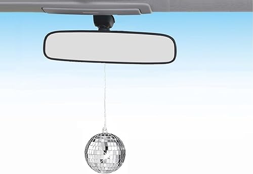 Accesorio de bola de discoteca para automóvil, bola de discoteca con espejo, bola de discoteca para automóvil, colgante de coche de discoteca,