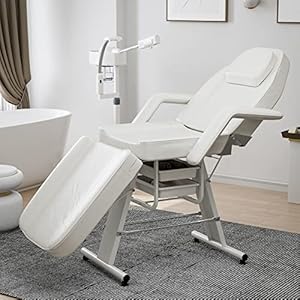 White Tattoo Chair, Multipurpose Facial Chair 72 Inch Spa Salon Facial Bed with Massage Equipment Spa Stool for Beauty Spa Tattoo, Barber Chair Salon Chair, Tattoo Chair Shampoo Beauty Salon