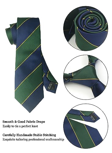 Image of Striped Plaid Polka Dot Mens Tie Formal Necktie Pocket Squares Ties Clips Cufflinks Classic for Men Set