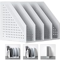 Faltbarer Stehsammler A4, Zeitschriftenhalter,Zum Organisieren und Speichern von Büros Einziehbare Aufbewahrungsbox,Schreibtisch-Organizer für School Office mit 4 Fächern,Büro organizer(hellgrau)