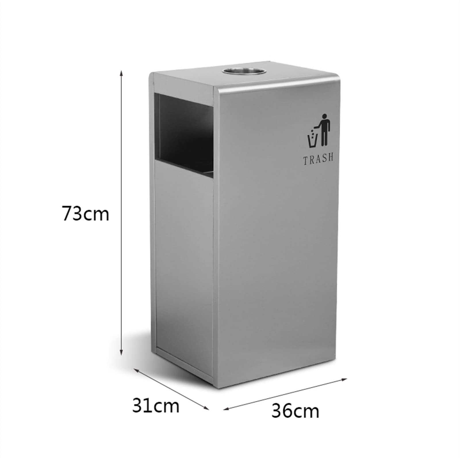 RELOVE Poubelle Sur Pied 30 L Acier Inoxydable Noir – Cendrier Intégré, Seau Amovible, Design Moderne
