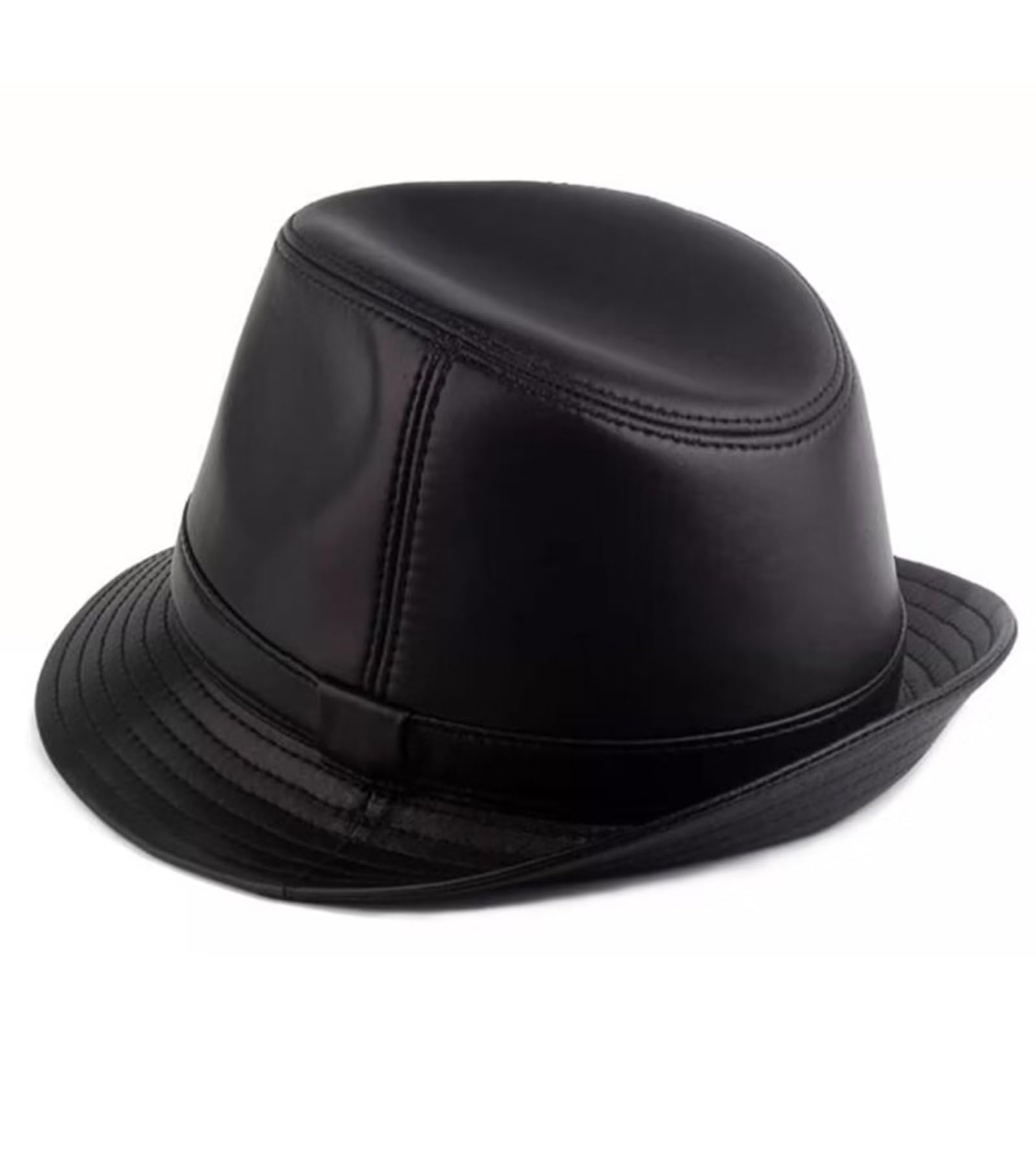 Cappello da Jazz Donna Uomo Fedora Elegante Berretto in Pelle Autunnale Invernale Cappello Trilby retrò Cappelli da Esterno