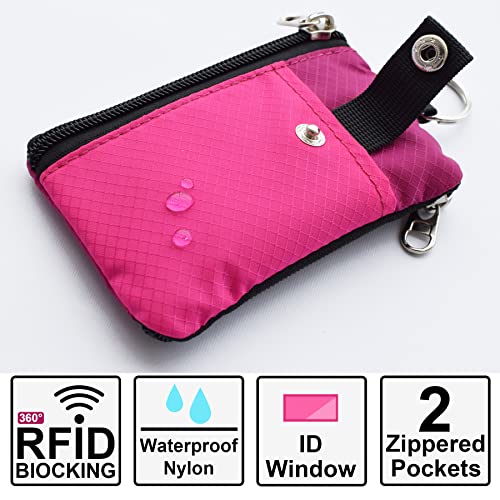 Image of CHENSPRX Minimalist RFID Blocking Small Wallet with ID Window,WaterResistant Zip Id Case Wallet with Lanyard Keychain for Cards,Cash,Travel,Women,Men
