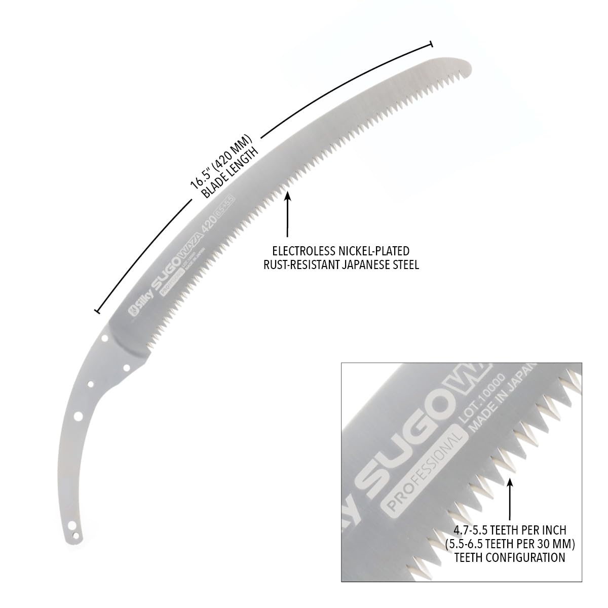 Silky Ersatzblatt Sugowaza 420mm 6,5 ZpZ grob Zugsäge Chrom-Handschutz