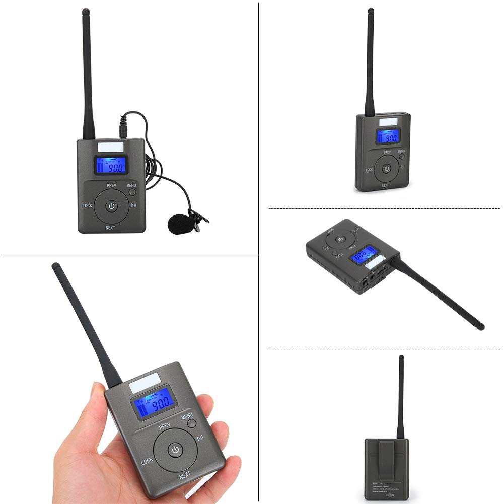 Zerone Transmisor FM portátil, transmisor FM inalámbrico Digital, Audio estéreo con transmisor de Antena de Gran Alcance para Sala de conferencias/Campus/guía de Viaje