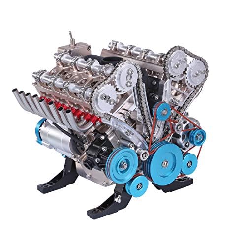 WJW Engine Model, V8 Engine Model Kit for Adults, 500+Pcs 1:3 Mechanical Engineering Model DIY Assembly Physics Toy Gift