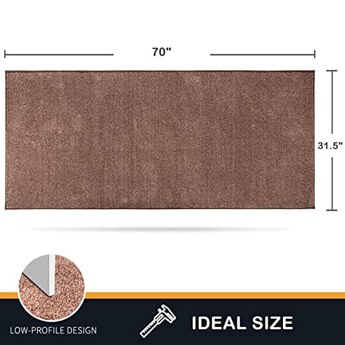 PURRUGS Dirt Trapping Door Mat 31.5" x 70", Non-Slip Machine Washable Entry Rug, Shoe Scraper, Dog Doormat, Super Absorbent Welcome Mat for Front & Back Door, Muddy Shoes & Paws, Brown-Light Cream