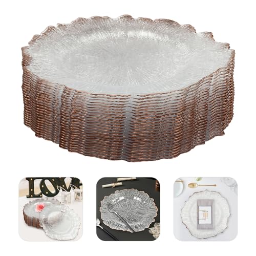 Set de 25 Platos Cargadores Plásticos Rojizos 12.99 pulg miniatura 4