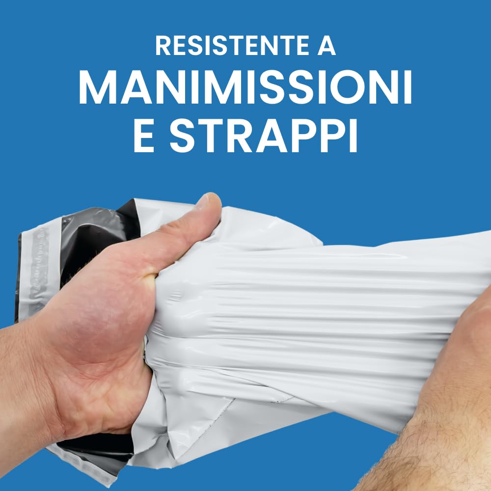 IMBALLAGGI 2000-100 Buste per Spedizioni 350x450+50mm COEX Impermeabile Antistrappo Anti Umidità Bianco Opaco