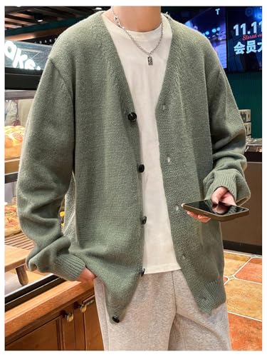 Floerns Men's Solid Long Sleeve Button Front V Neck Knitwear Cardigan Sweater4