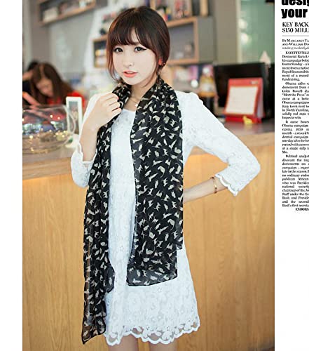 Lightweight Chiffon Printed Sweet Cartoon Cat Shawl Kitten Scarves for Women Graffiti Style Head Face Neck Hood Wrap3