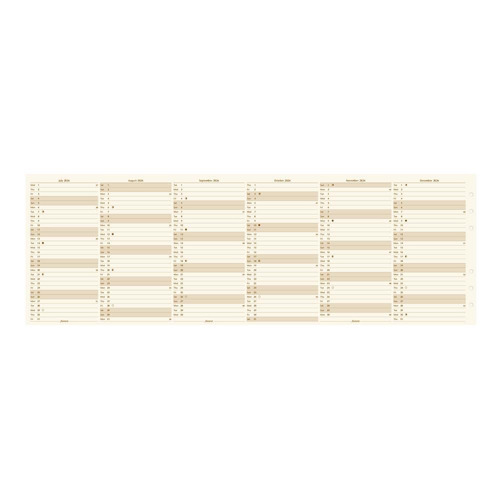 Filofax Kalender-Tagebuch-Nachfüllpackung, persönliche/kompakte Größe, vertikaler Jahresplaner, Baumwollcremepapier, Englisch, 2026 (C68408-26)