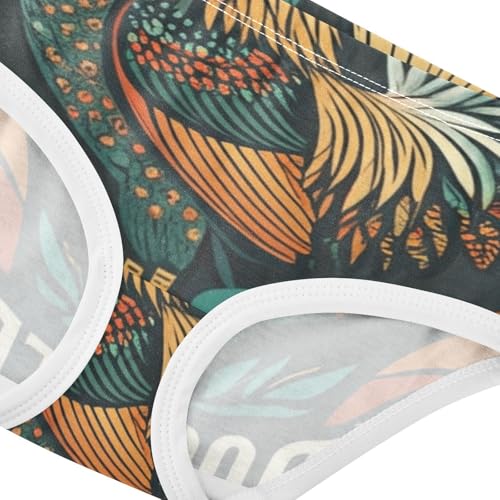 Vintage Rooster Floral Dark Green Little Girl Panties Girls Underwear Toddlers Cotton Designer Underpants Briefs 2t4