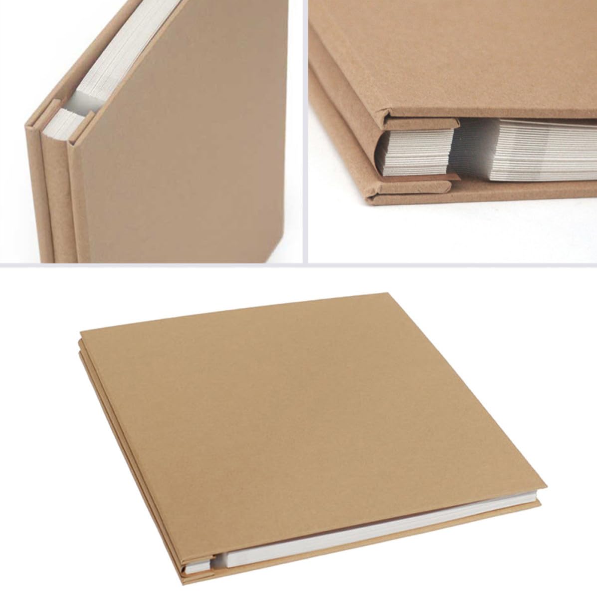 Album Photo Soi-même en Papier Kraft Film Autocollant, 20 Feuilles Solides, Couverture Simple, pour Bricolage et Souvenirs de Noël ou Saint-valentin