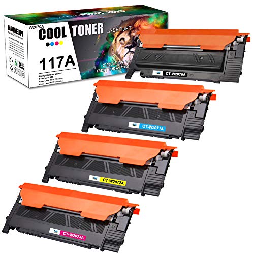 Cool Toner 117A Cartuchos de tóner Compatible para W2070A para HP Color Laser MFP 178nwg 178nw 179fwg 179fnw, Laser 150a 150nw W2071A W2072A W2073A