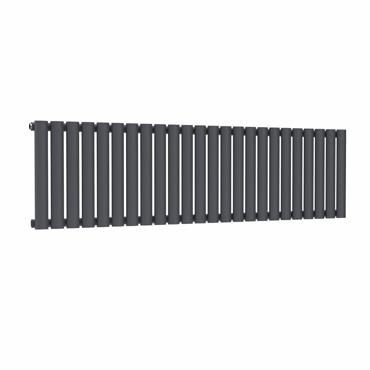 Lux Heat Anthracite Grey Oval Horizontal Single Panel Designer Radiator 400mm (H) x 1440mm (W)