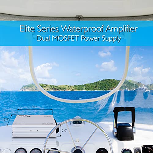 Image of Pyle 4-Channel Marine Amplifier - 400W Elite Hydra Series Water Resistant Amplifier with Dual MOSFET Power Supply, RCA Connectivity with Level Control, LED Indicator, Fuse Protection - PLMRA400.5