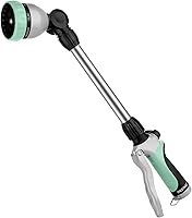 Vista 12 de RESTMO - Varita de riego de metal, varita de manguera de jardín resistente con cabeza de trinquete giratoria de 180°, rociador de boquilla