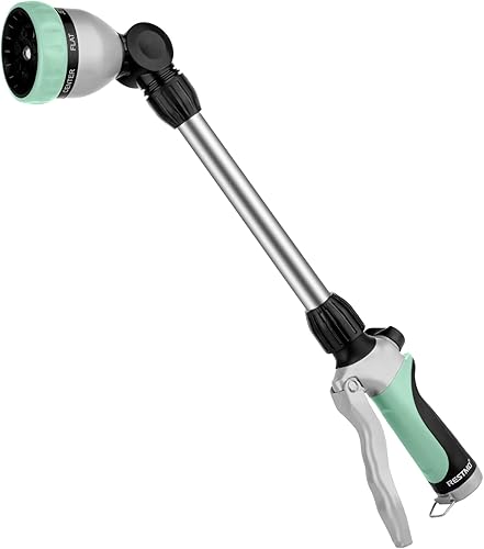 Miniatura 67 de RESTMO Varita de riego de metal, varita de manguera de jardín resistente con cabezal giratorio de 180°, boquilla de manguera de 16 pulgadas con 7