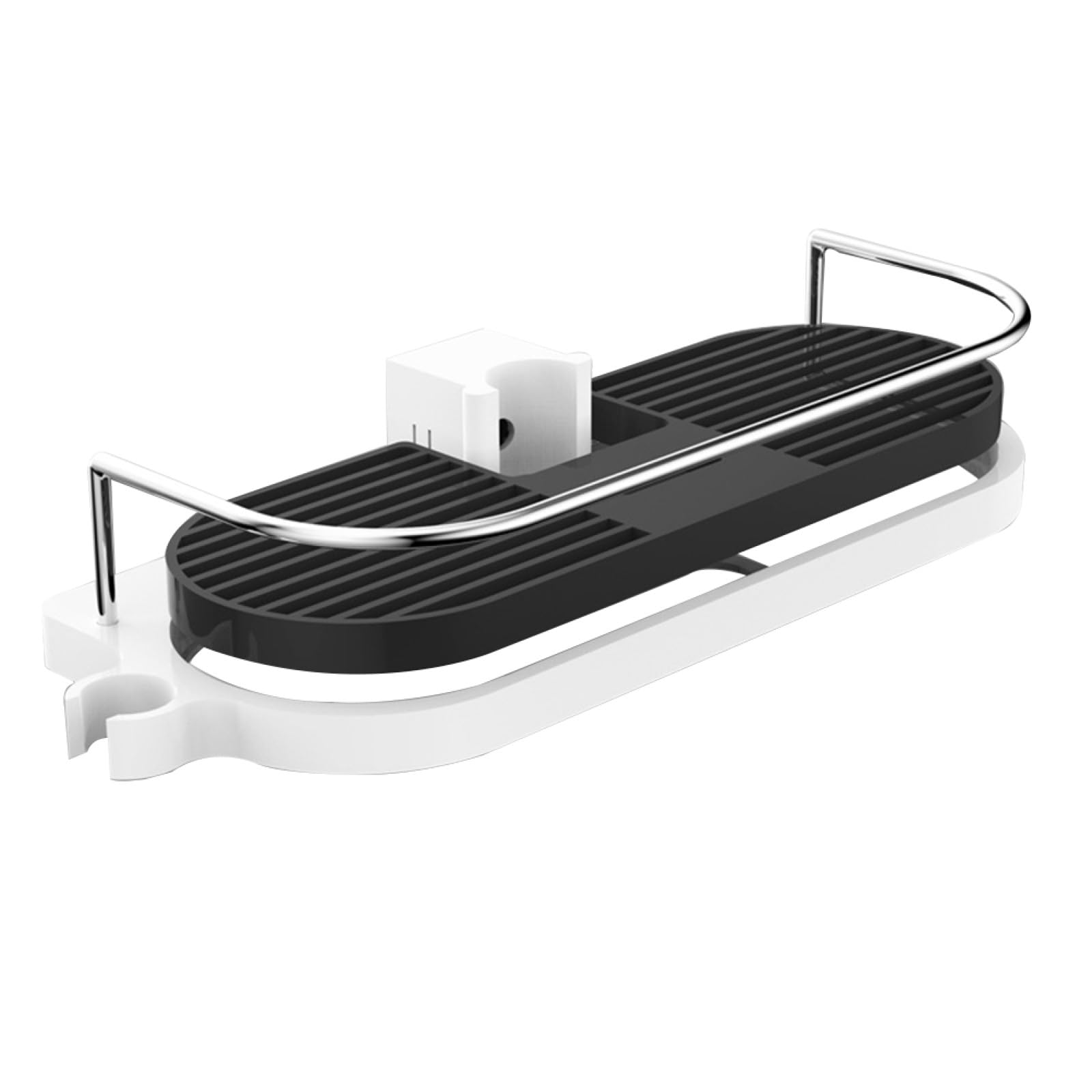 Cesta de Ducha sin Taladro para Barra, Plástico y Aluminio, Ajustable