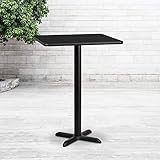 Flash Furniture 24'' Square Black Laminate Table Top with 22'' x 22'' Bar Height Table Base