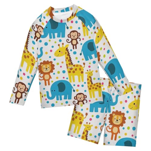 Conjunto de baño para niños de dos piezas con manga larga y estampado de jirafas