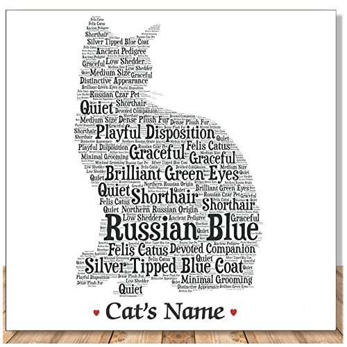 Russian Blue Personalize Art Print Unique Cat Lovers Gift |