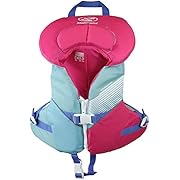 Stohlquist Infant Life Jacket - Coast Guard Approved PFD Life Vest for Small Children, Support Collar, Grab Handle, Fully Adjustable with Quick Release Buckle | 10-30 lb, Aqua/Pink (QF1394121)