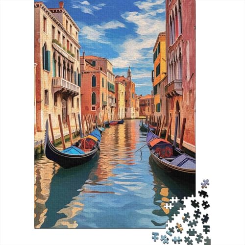 Puzzle de 1000 piezas para adultos, diseño de Canal Veneciano con encaje perfecto de 70x50 cm