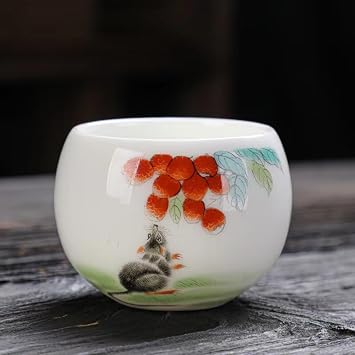 Sheep fat jade ceramic teacup, Chinese Zodiac white porcelain teacup, household size 150ML teacup Mouse
