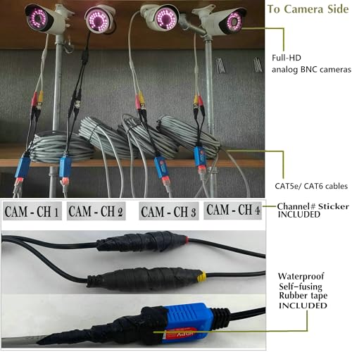 Cable Cat5e Cat6 a conector BNC macho para cámara analógica de vigilancia 8MP 5