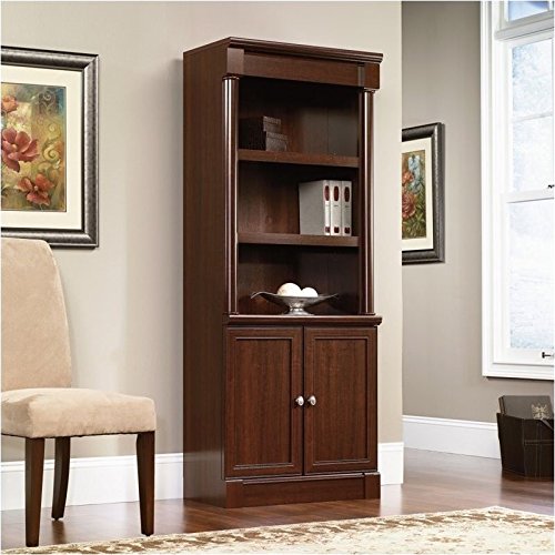Home Square 2 Piece Home Office Set With 2 Drawer Filing Cabinet And Library Bookcase With Doors In Cherry #TOP1