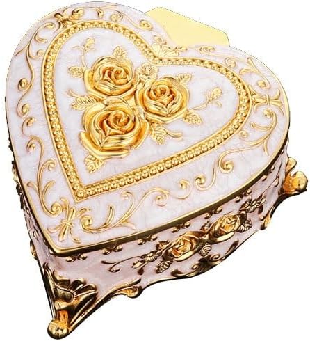 Luxurious and noble Bedroom Metal Flip Top Heart Shaped Jewelry Box Light Luxury Necklace Storage Decorative Item Storage image 5