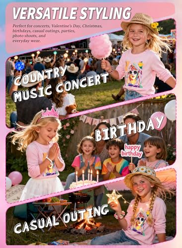 Image of Girl Country Music T-Shirt - Kids Singer Letters Graphic Birthday Shirts Gifts Fan Song Tour Concert Outfit Top
