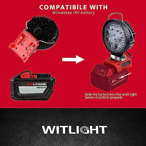 Witlight Cordless Led Light For Milwaukee 18V Battery (Battery Not Included) Led Work Light With Type-C Quick Charging Wide Beam Flood Light With Low Voltage Protection #TOP4