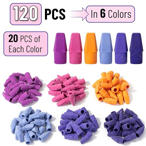 Image of Mr. Pen- Pencil Top Erasers, 120 Pack, 6 Different Twilight Pulse Colors, Latex-Free & No Smudge Pencil Eraser Tops