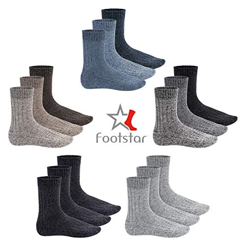 Footstar Heren winter wollen sokken (6 paar) Noorse sokken met badstof pluche zool - Afbeelding 7