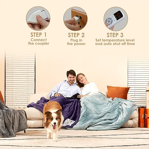 Image of EHEYCIGA Heated Blanket Electric Blanket Twin - Heating Blanket with 9 Heating Levels & 10 Hours Auto Off, Soft Cozy Sherpa Washable Blanket with Fast Heating, 62 x 84 Inches