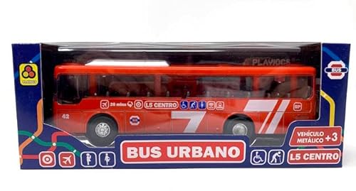 PLAYJOCS GT-8112 Stadtbus, Metallfahrzeug, Kunststoffteile, ideal für Kinder und Sammler.