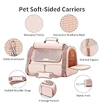 FUKUMARU Cat Carrier, 4 Mesh Windows Small Dog Carrier, 4 Storage Pockets Cat Travel Bag, Under 15 lb Airline Approved Pet Carrier, Rollable Cover for Nervous Cats, Pink - Image 5