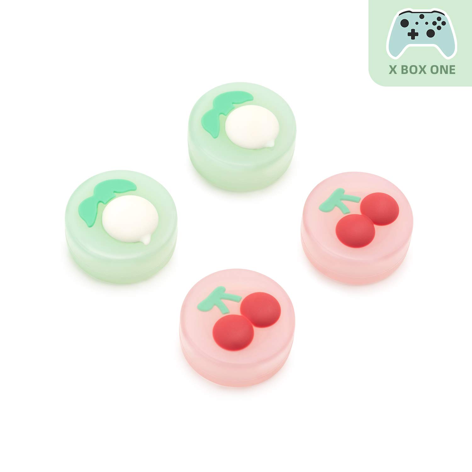 GeekShare Fruits Theme Xbox One Controller Thumb Grips, Thumbsticks Cover Set Compatible with Xbox One Controller, 2 Pair / 4 Pcs - Cherry and Turnip - 