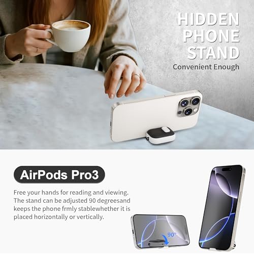 Image of for AirPods Pro 3 Case with Lock,TPU Leather Texture Durability Anti-Lost & Shockproof Protective Cover Accessories with Cleaning Kit in Keychain for Apple iPod Pro 3rd Generation 2025(White /Black)