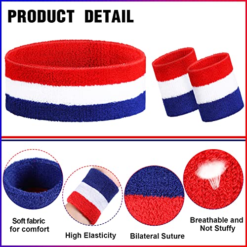 Image of Eurzom 36 Pcs Neon Sports Sweatbands Set Include 12 Striped Sweat Absorbing Headbands 24 Wristbands Athletic for Men Women Basketball Tennis Running Glow Party