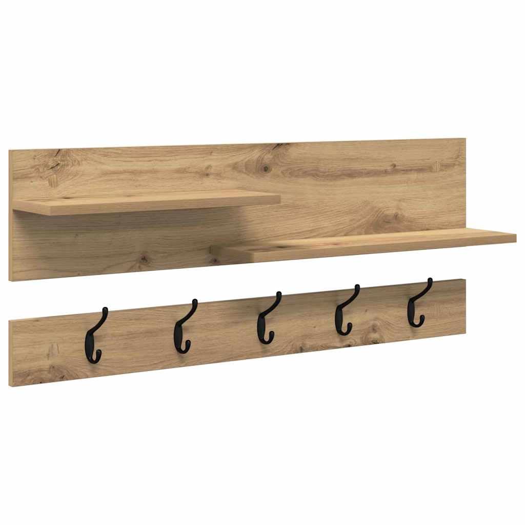 Porte-manteau mural avec étagère, en chêne artisanal, 90 x 15 x 36 cm, pour couloir, chambre à coucher, salle de bain, idéal pour vêtements, sacs, accessoires de maison, peu encombrant