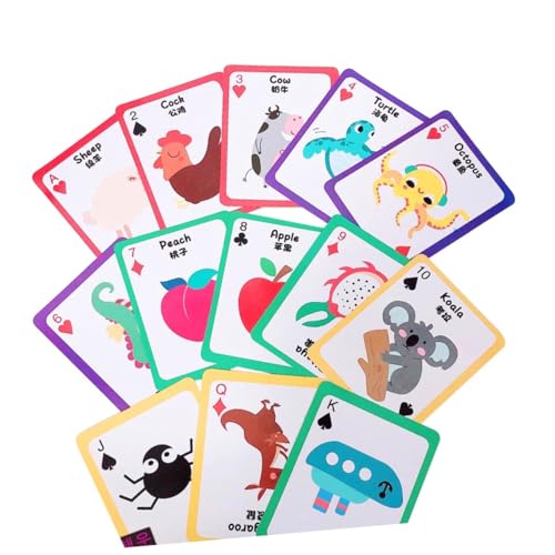 Mikinona Cartas Educativo para Juguete Interactivo de Poker Divertido para Bebés y Familias Desarrollo de Habilidades Motoras y Coordinación Mano-Ojo Creativo de Cartas de Plástico