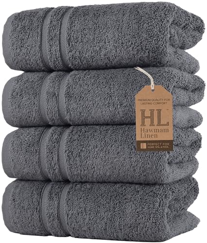 Image of Hammam Linen Organic Turkish Cotton Hand Towels 6-Pack, 16 inchx28 inch, Cool Grey, Luxury Hotel & Spa